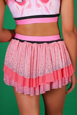 Layered Ruffle Skirt in Flamingo Flare