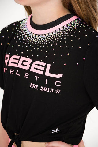 Rebel Est. 2013 Cropped Tee in Orchid Pink Crystal