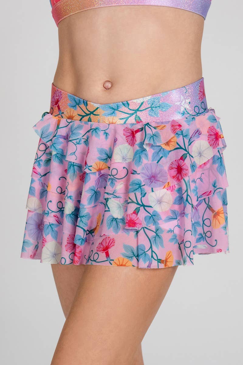 Layered Athletic Skirt in Floral Fairytale