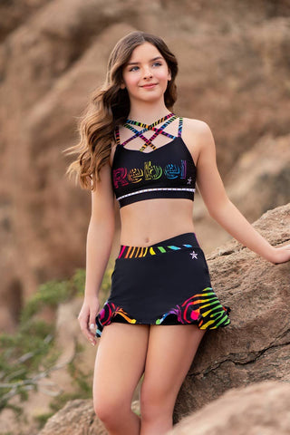 LuxWaist Ruffle Skirt in Rainbow Vibes