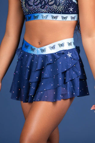 Layered Athletic Skirt in Navy Butterfly