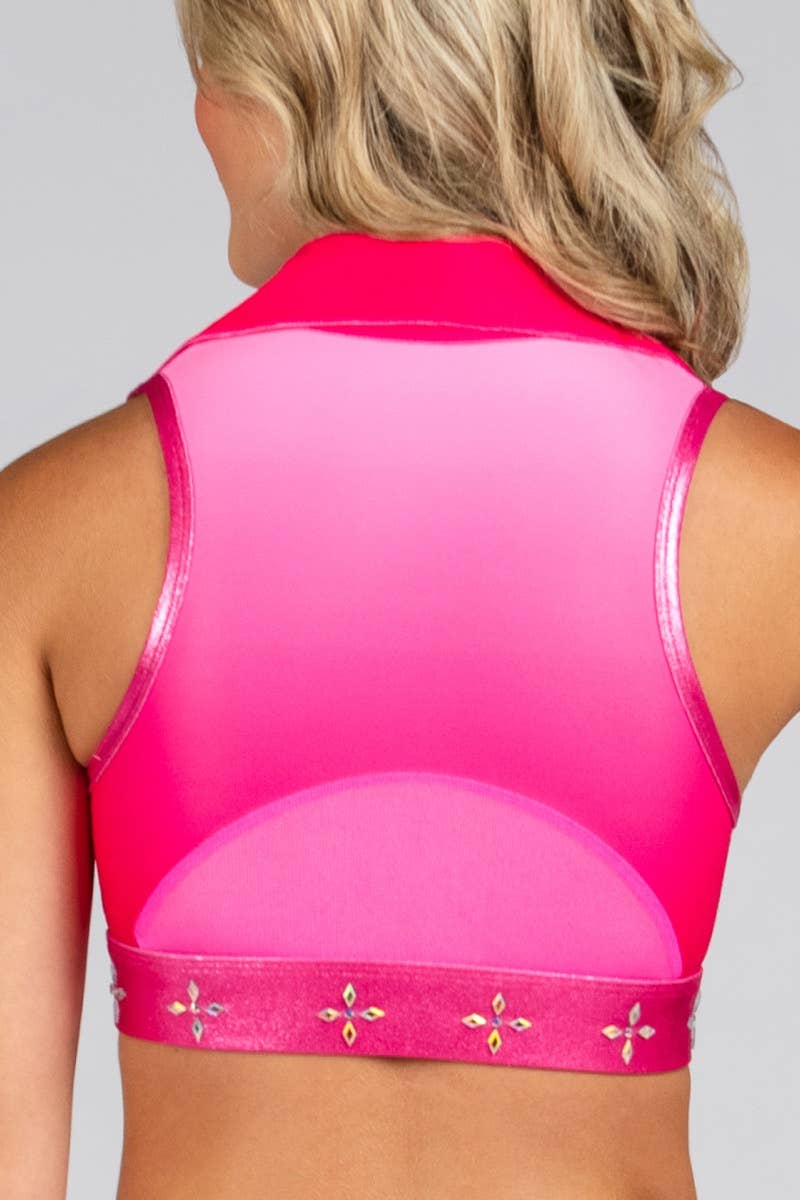 Woods Collared Sports Bra in Hot Pink