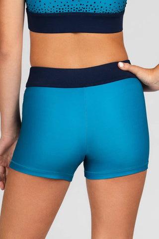 Mid Rise Compression Short in Teal