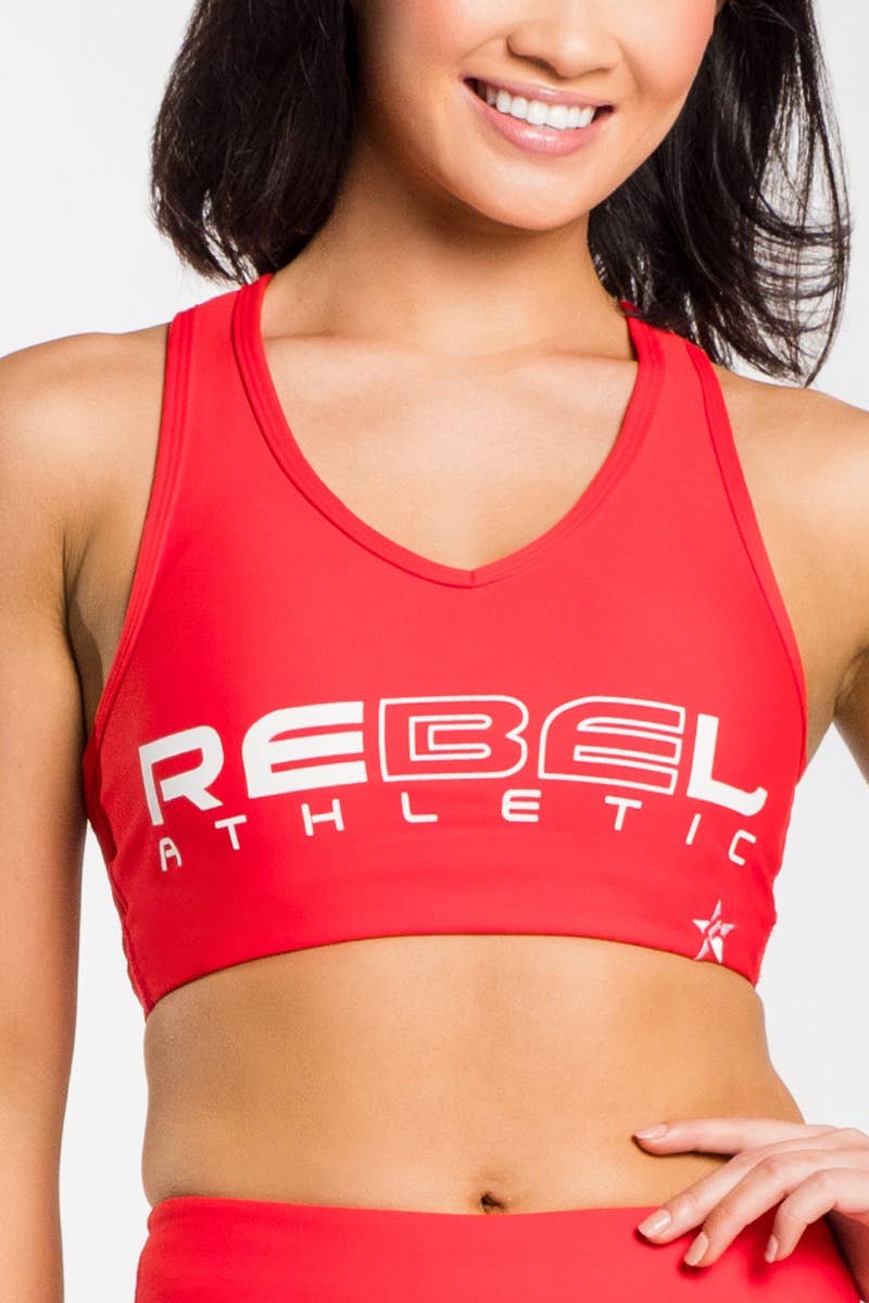 V Neck Sports Bra in Red – Rebel Athletic