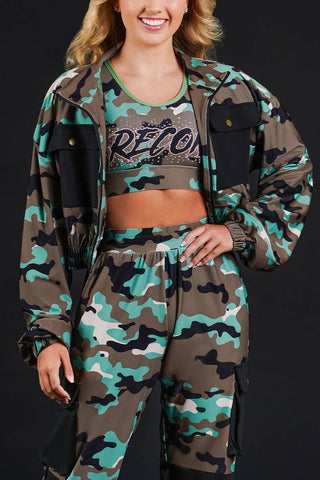 Cropped Cargo Jacket in Camo